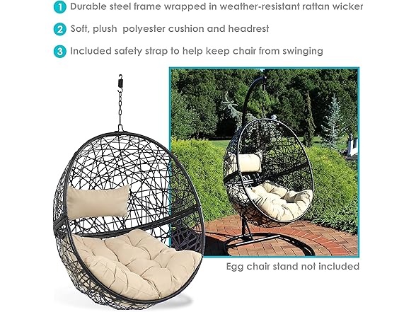 Sunnydaze Decor TF-597 Jackson Hanging Egg Chair