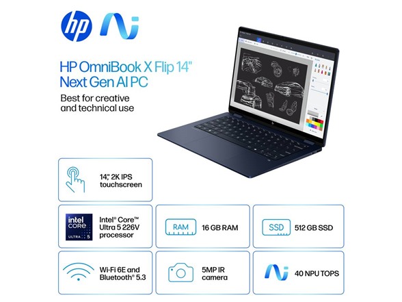 HP OmniBook X Flip 2-in-1 14" 2K Laptop