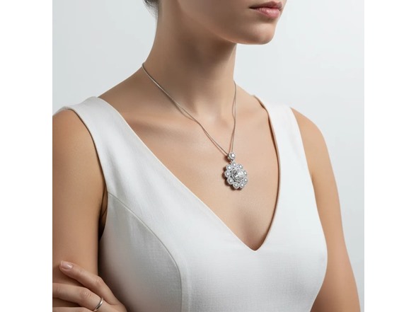Moissanite Diamond Floral Halo Necklace