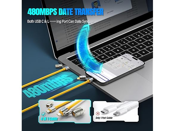 Magic 4-in-1 Multi USB-C Fast Charge 240W Charging Cable 4.8FT