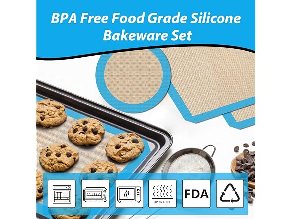 UBeesize 3 Pack Silicone Baking Mats,