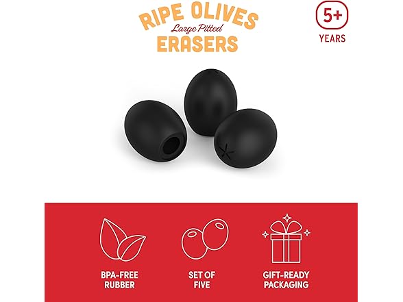 Genuine Fred Olive Erasers, Set of 5