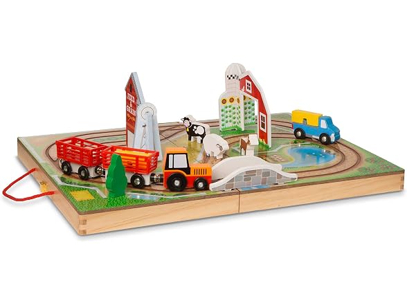 Melissa & Doug 17-Piece Wooden Take-Along Tabletop Farm