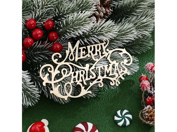 Tofficu 40pcs Merry Christmas Wooden