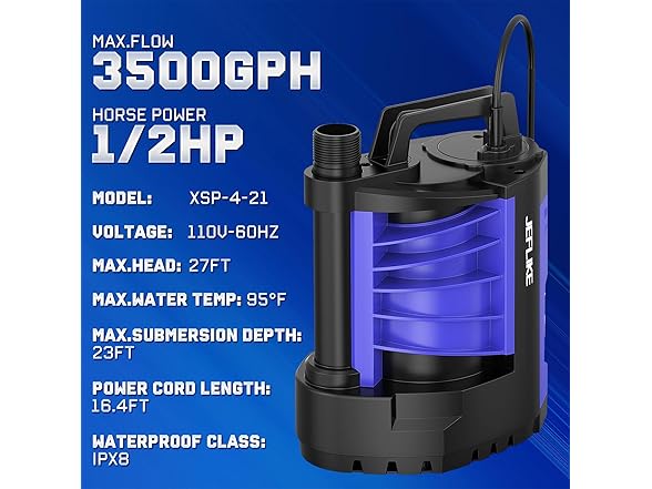 JEFLIKE Automatic Submersible Water Pump