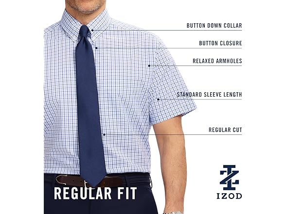 Izod Men (14"-14.5" Neck) Dress Short Sleeve Shirt