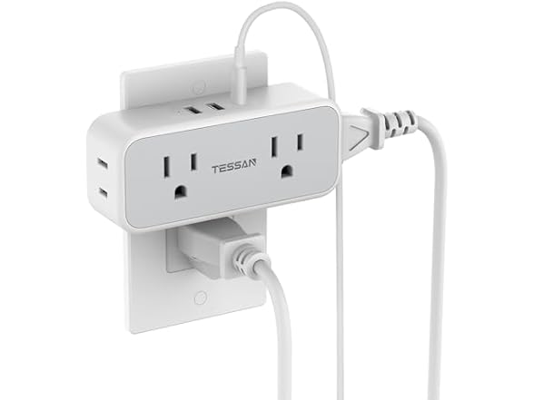TESSAN Outlet Splitter (4 Outlets, 2 USB-A, 1 USB-C)
