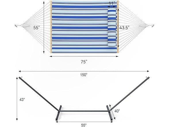 Everyfun 2 Person Outdoor Hammock with Stand