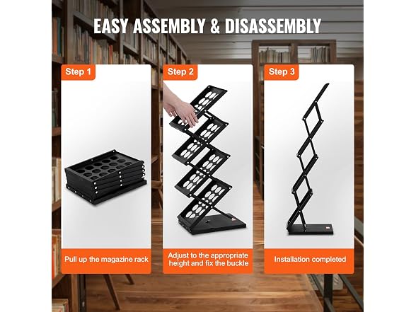Foldable Magazine Display Rack, 4-Tier Brochure