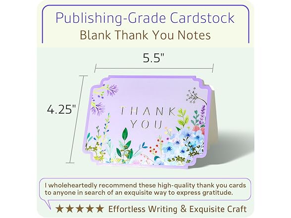 Floral Thank You Cards, Die-Cut Gold