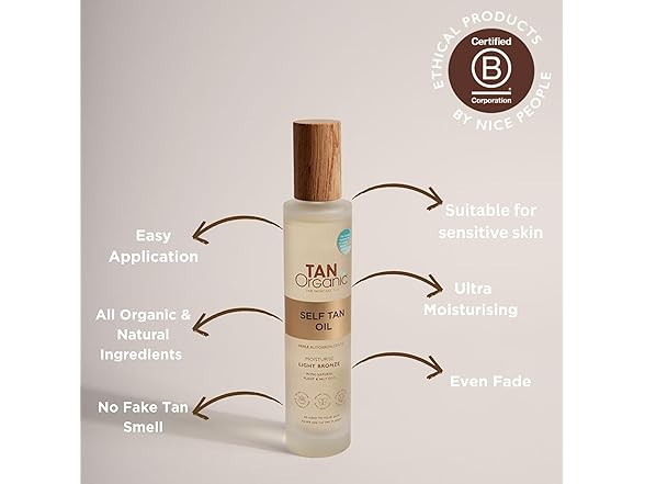 Self Tanning Oil Fake Tan Certified Organic Natural Vegan 100ml