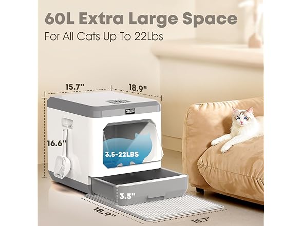 (Upgraded) Smart Cat Litter Box, Enclosed Ext