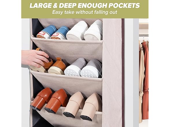 Door Shoe Organizer with 10 Extra Large Pockets, 4-Pack