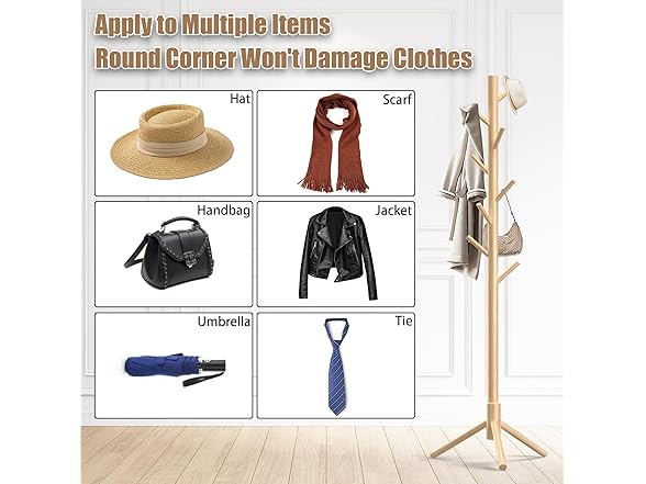 Wooden Coat Rack Stand