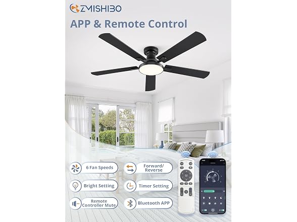 ZMISHIBO 52" Flush Mount Ceiling Fan