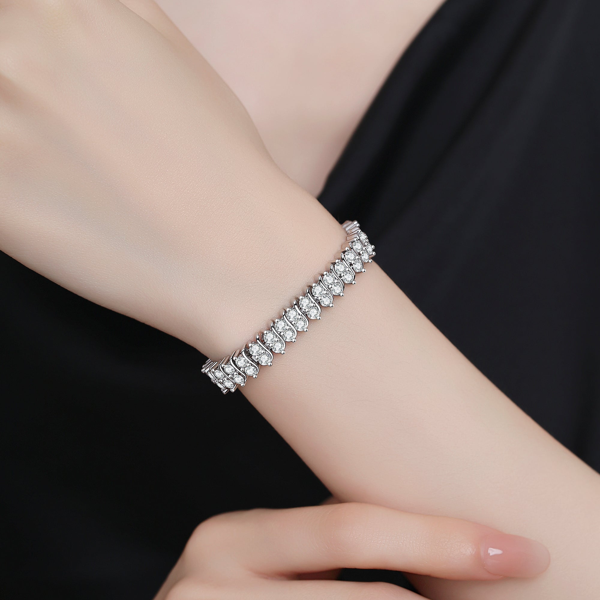 18K Simulated Diamond Tennis Bracelet - Gallery 8