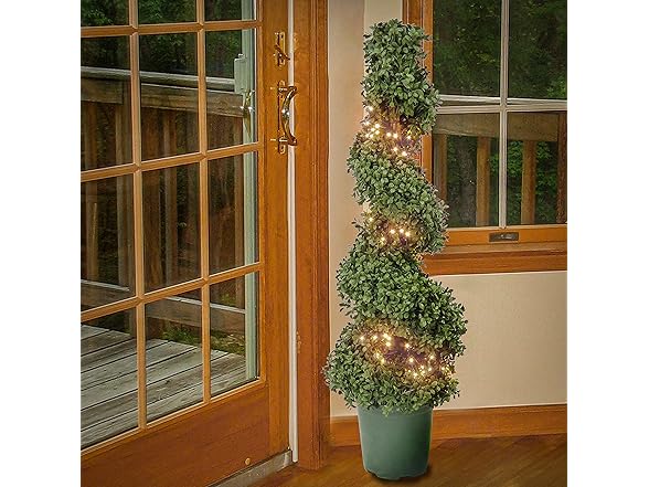 National Tree Company 44" Prelit Artificial Boxwood Spiral Tree