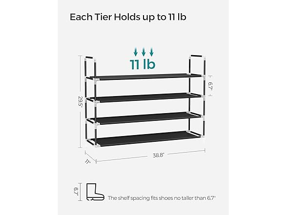 SONGMICS 4-Tier Shoe Rack, Shoe Storage