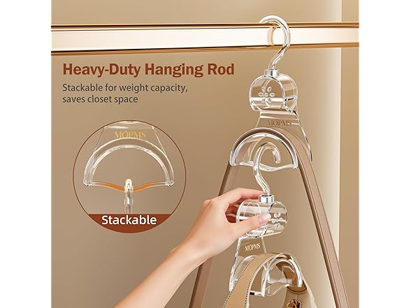 MOPMS 3 Pieces Clear Purse Hanger Closet