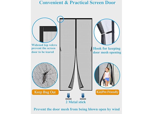 CANI Updated Fiberglass Magnetic Screen Door
