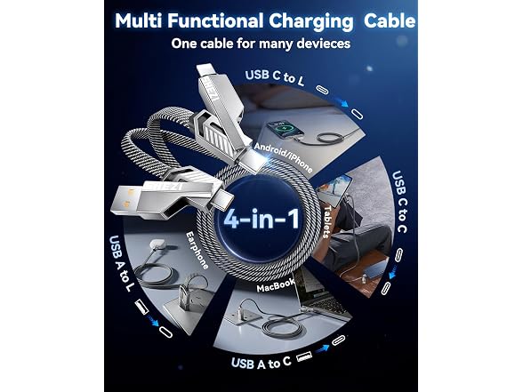 Jixivor 3 FT 4 in 1 Charging Cable