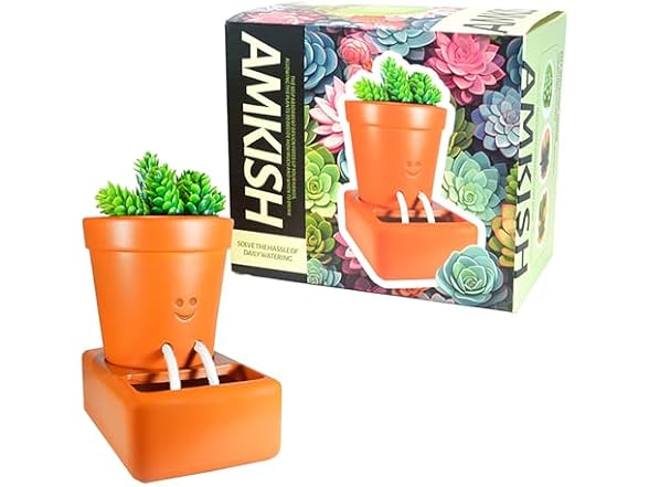 Amkish Self Watering Smiley Face Planter