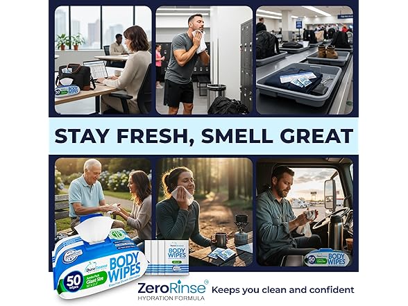 XL Body Wipes for Adults Bathing No Rins