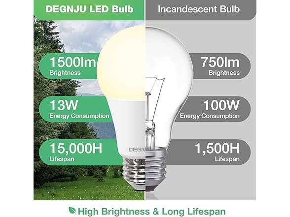 DEGNJU A19 LED Light Bulbs, 100 Watt