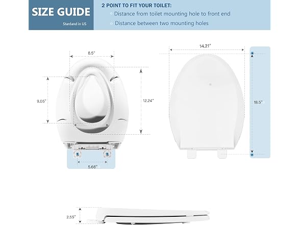 JINGZE Elongated Toilet Seat Built-In Potty Training Seat