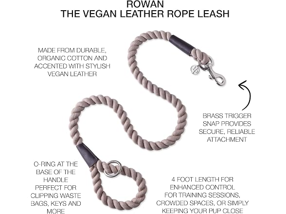 Pet Passion Rowan Dog Training Leash, 4 ft, Chocolate Espresso