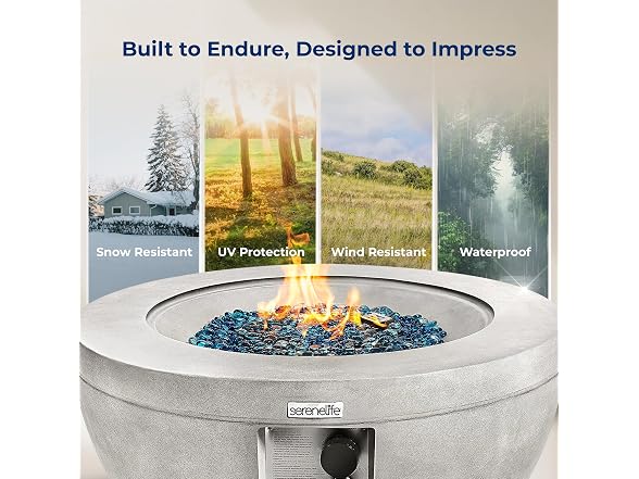 SereneLife SLNFBAL7 Propane Fire Pit Table