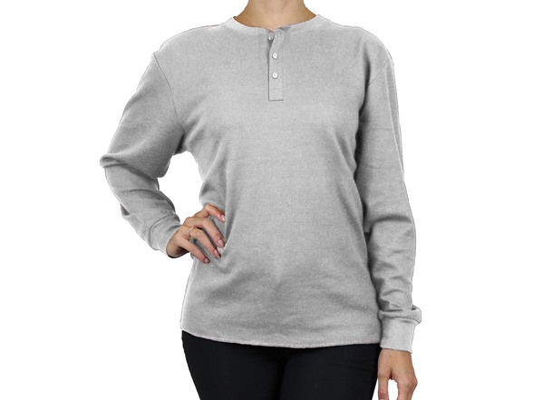 3Pk Asst Womens Waffle-Knit Henley Thermal