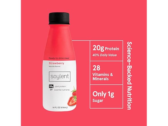 Soylent Complete Meal Replacement Shake, Strawberry