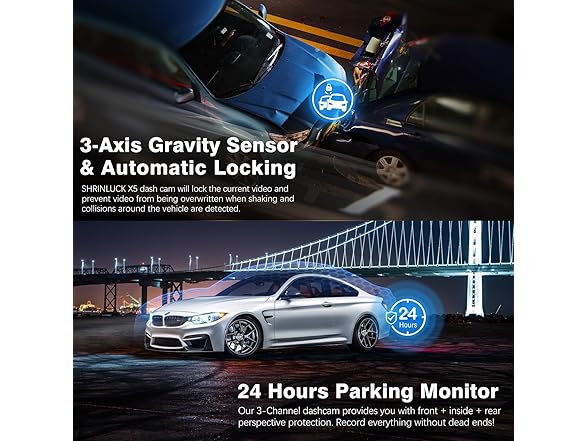 4K+1080P+1080P 5.8GHz WiFi Dash Cam