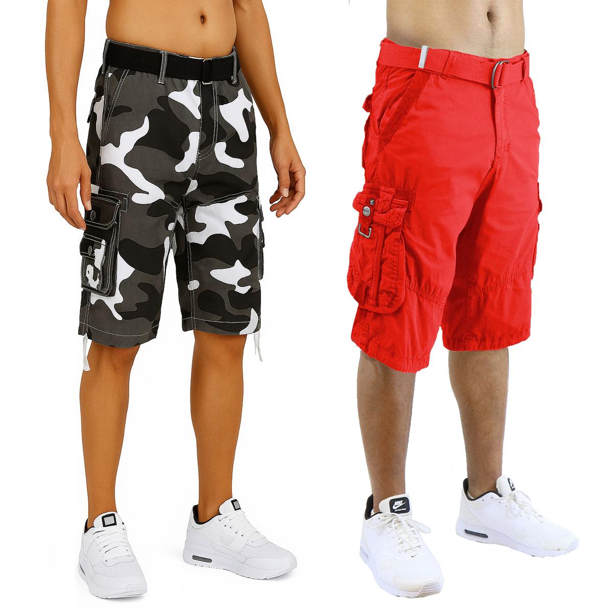 2Pk Mens Belted Cargo Utility Shorts - Gallery 17