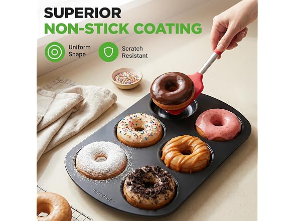 NutriChef Nonstick Donut Pans for Baking 