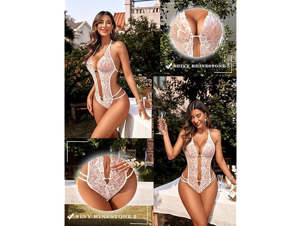 Avidlove (S) Lingerie Lace Halter Teddy Bodysuit