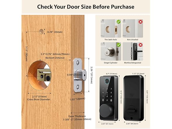 Keyless Entry Door Lock, Biquole Smart Lock with App