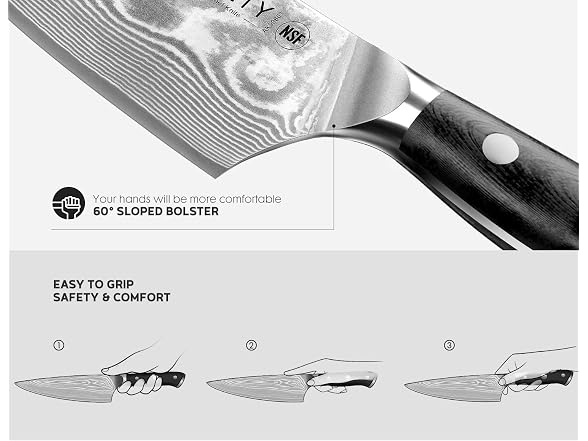 ASETY Damascus Knife Set 3 PCS