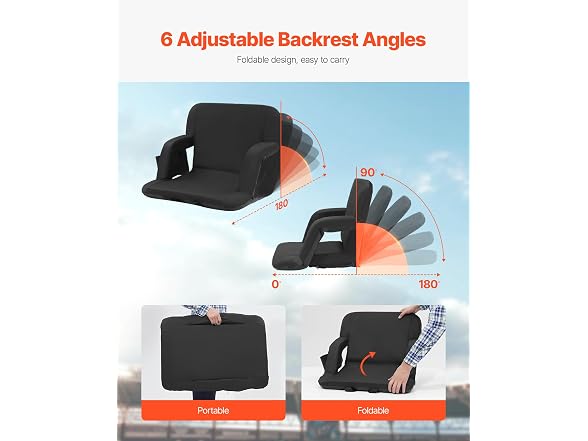 Stadium Seat with Back Support, Wide Bleacher