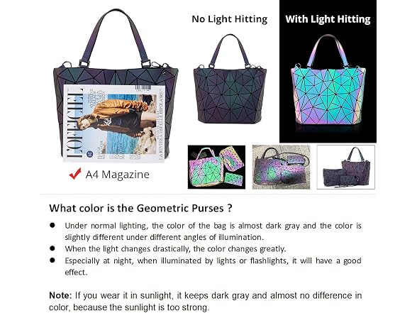 LOVEVOOK Geometric Luminous Purses and Handbags for Women Holographic Reflective Crossbody Bag Wallet Gifts for Women