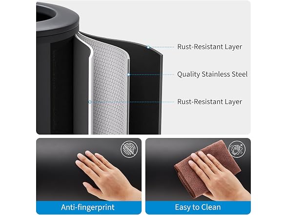 OUTLANE 10.6 Gal/40L Round Kitchen Trash Can Black