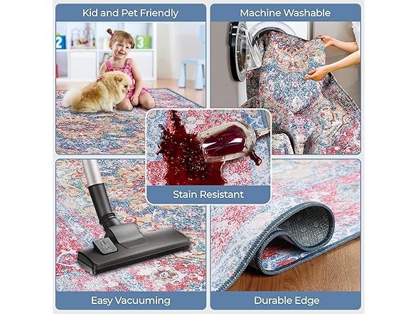 Superior Rustic Medallion Non-Slip Indoor Rug