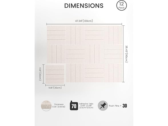 Bumusty 12 Pack Large Felt Bulletin Board Tiles