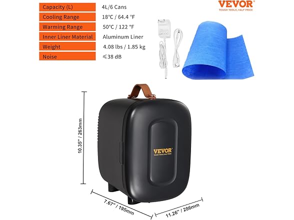 Vevor Mini Fridge, 4 Liter/6 Can Small