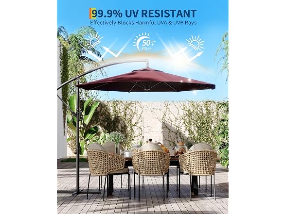 GarveeLife 10ft Offset Umbrella Tan