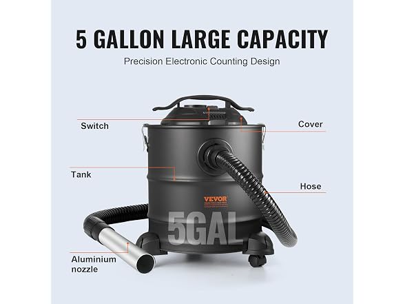 VEVOR Ash 5Gal Vacuum Cleaner