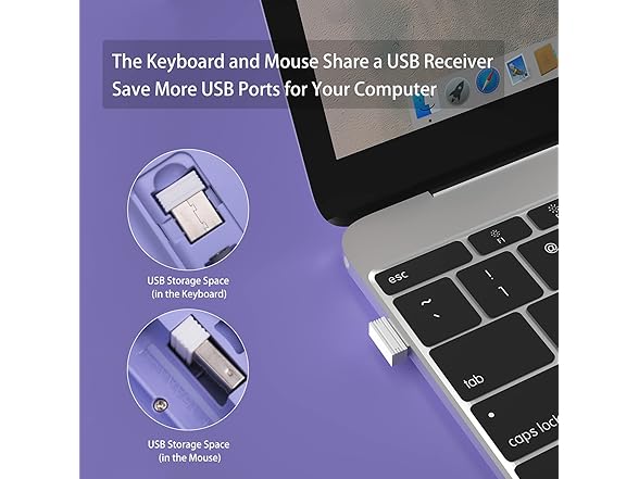 Arcwares Wireless Keyboard & Mouse Combo, Purple