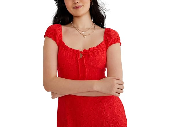 Aeropostale Women Knit Eyelet Short Sleeve Dress