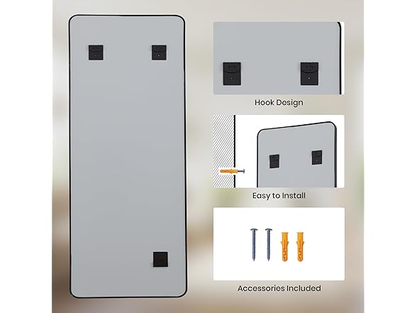 Anpark Black Rectangle Full Length Mirror